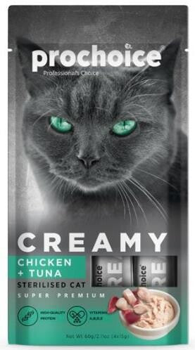 Prochoice Creamy Tavuklu Ve Ton Balıklı Sıvı Krema Kedi Ödülü 4 X 15 GR | SRC: Barcode: 8681465608714